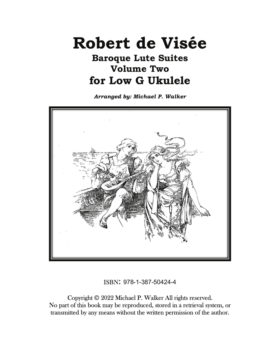 Robert de Visée Baroque Lute Suites Volume Two for Low G Ukulele Lute scores gallery preview page 1