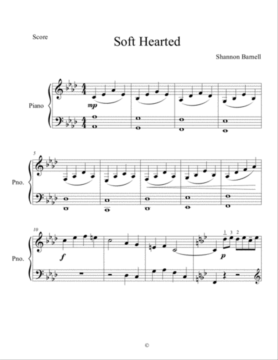 Soft Hearted Soft Hearted Easy Piano scores gallery preview page 1