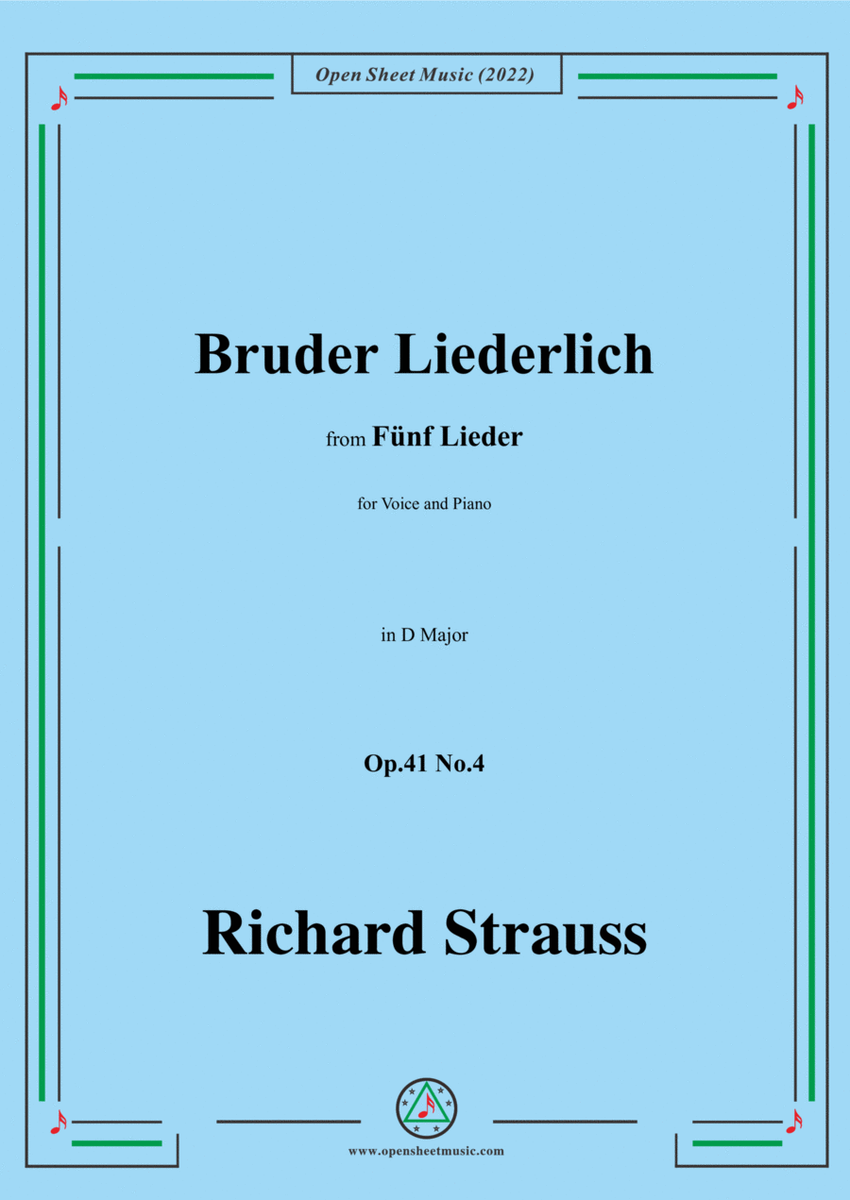 Richard Strauss-Bruder Liederlich,in D Major,Op.41 No.4 image number null