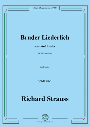 Richard Strauss-Bruder Liederlich,in D Major,Op.41 No.4