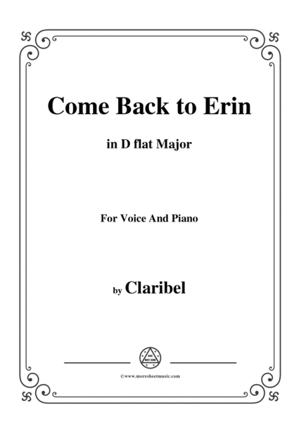 Claribel-Come Back to Erin,in D flat Major,for Voice and Piano image number null