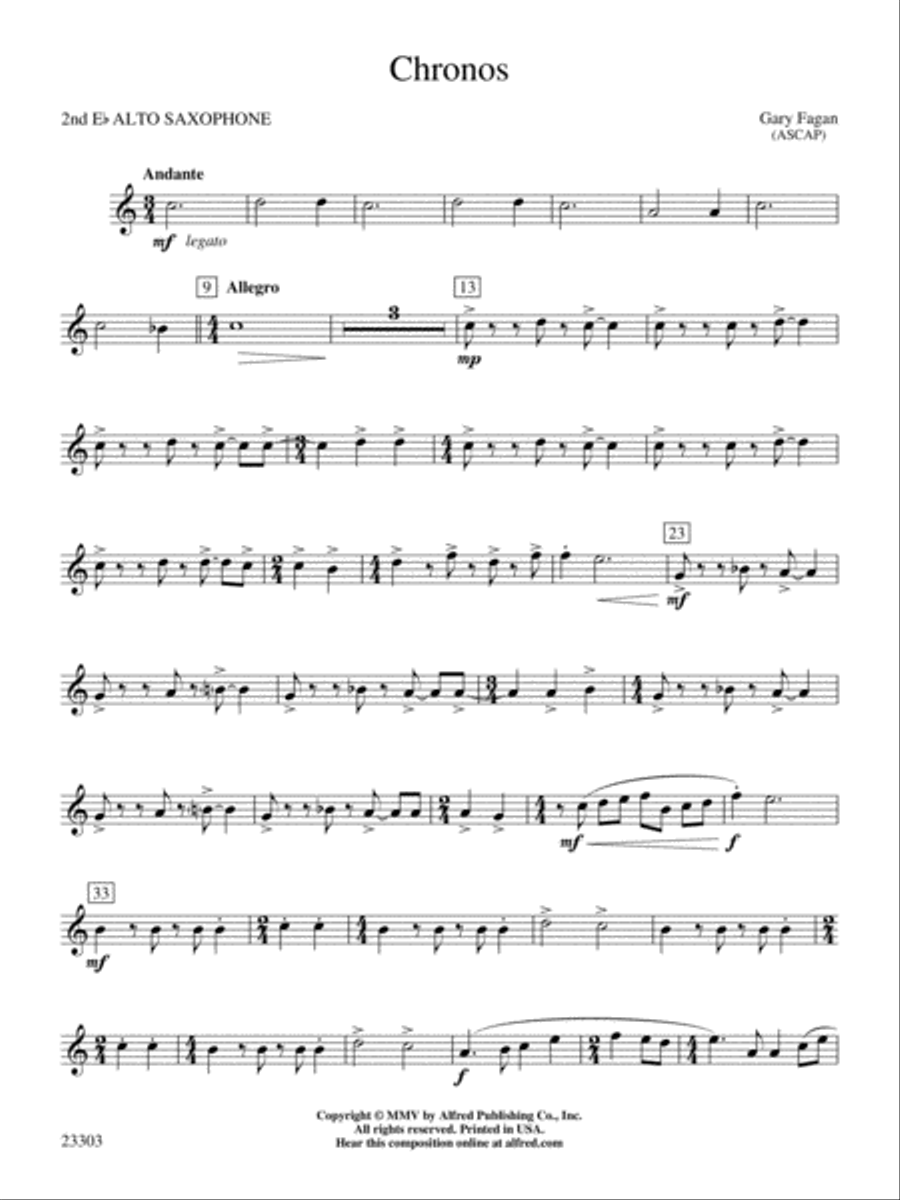 Chronos: 2nd E-flat Alto Saxophone Concert Band scores gallery preview page 1