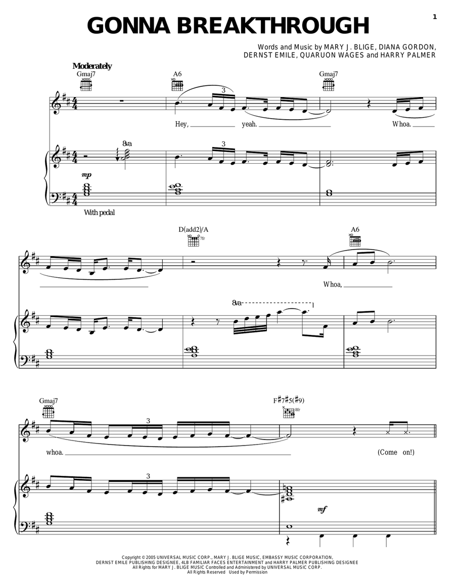 Gonna Breakthrough Gonna Breakthrough Piano, Vocal, Guitar scores gallery preview page 1