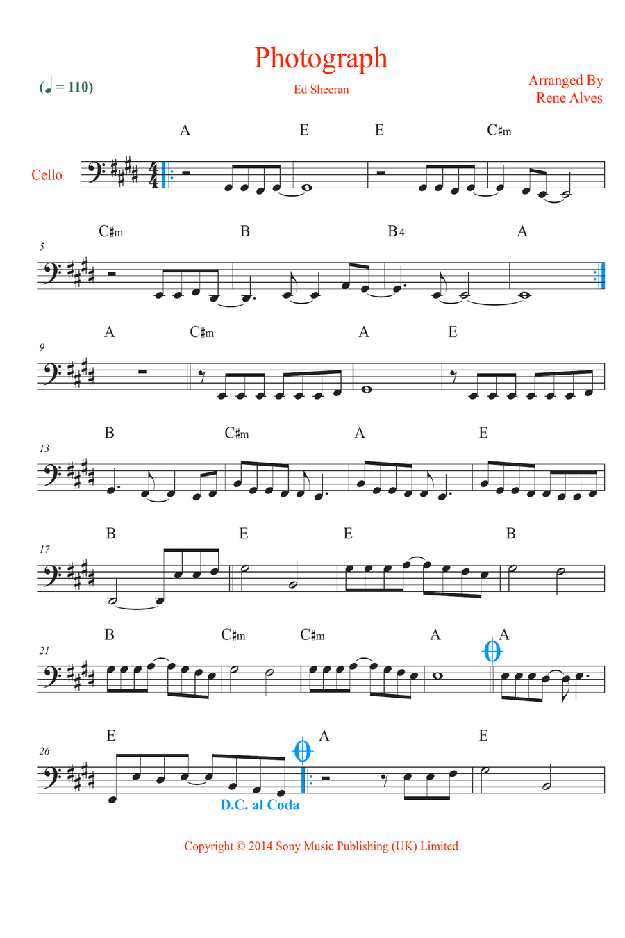 Photograph Cello Solo scores gallery preview page 1