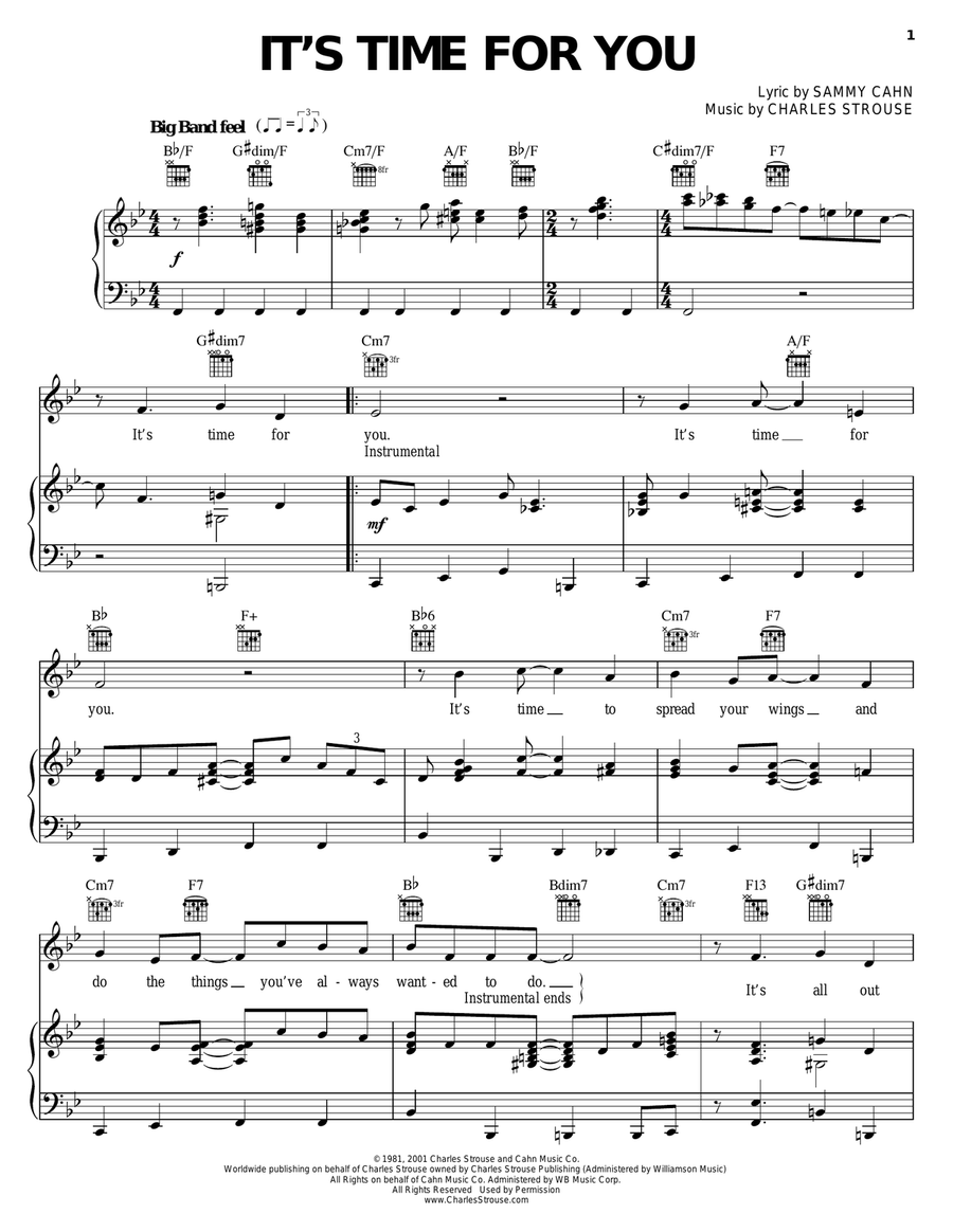 It's Time For You Piano, Vocal, Guitar scores gallery preview page 1