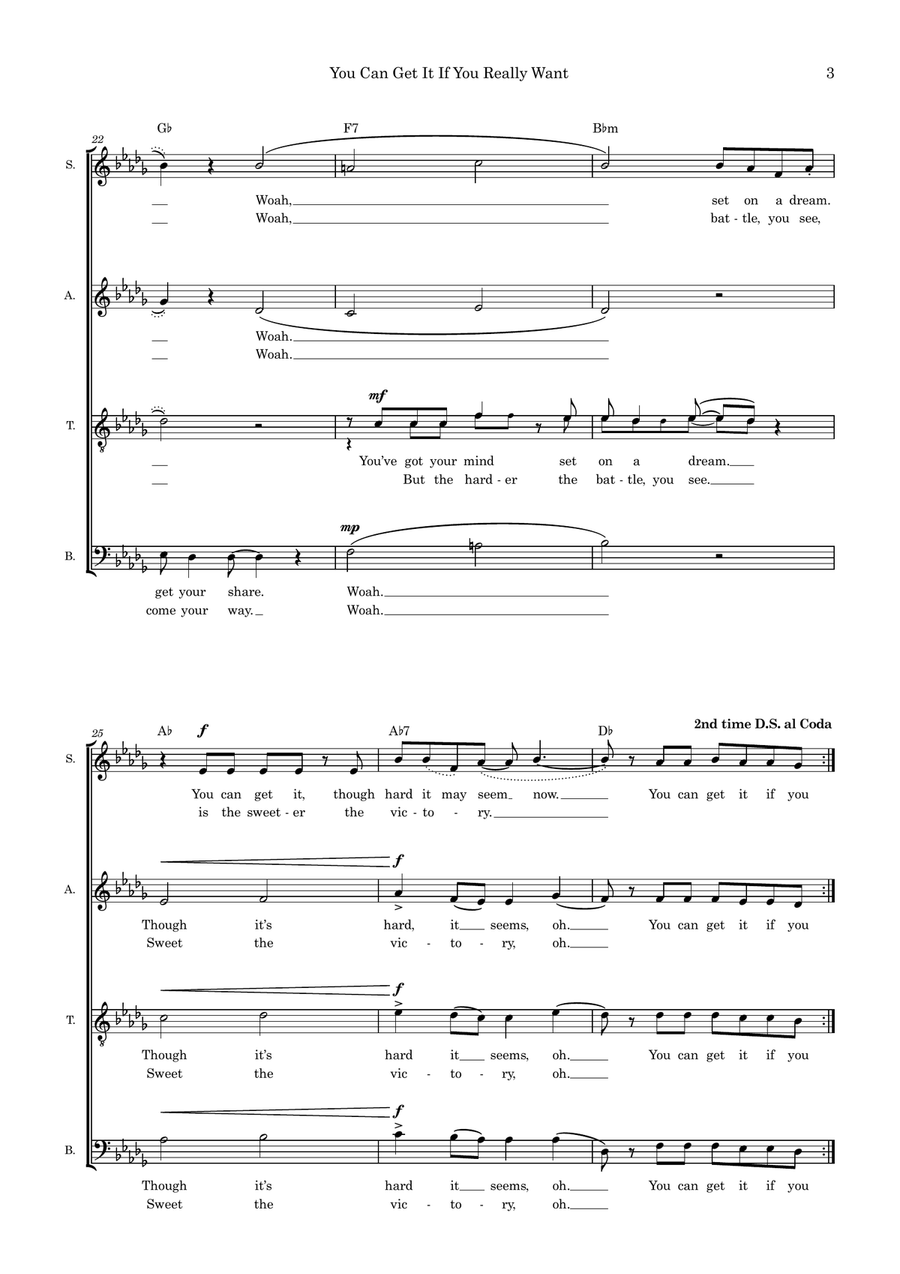 You Can Get It If You Really Want (arr. Ed Aldcroft) 4-Part scores gallery preview page 3