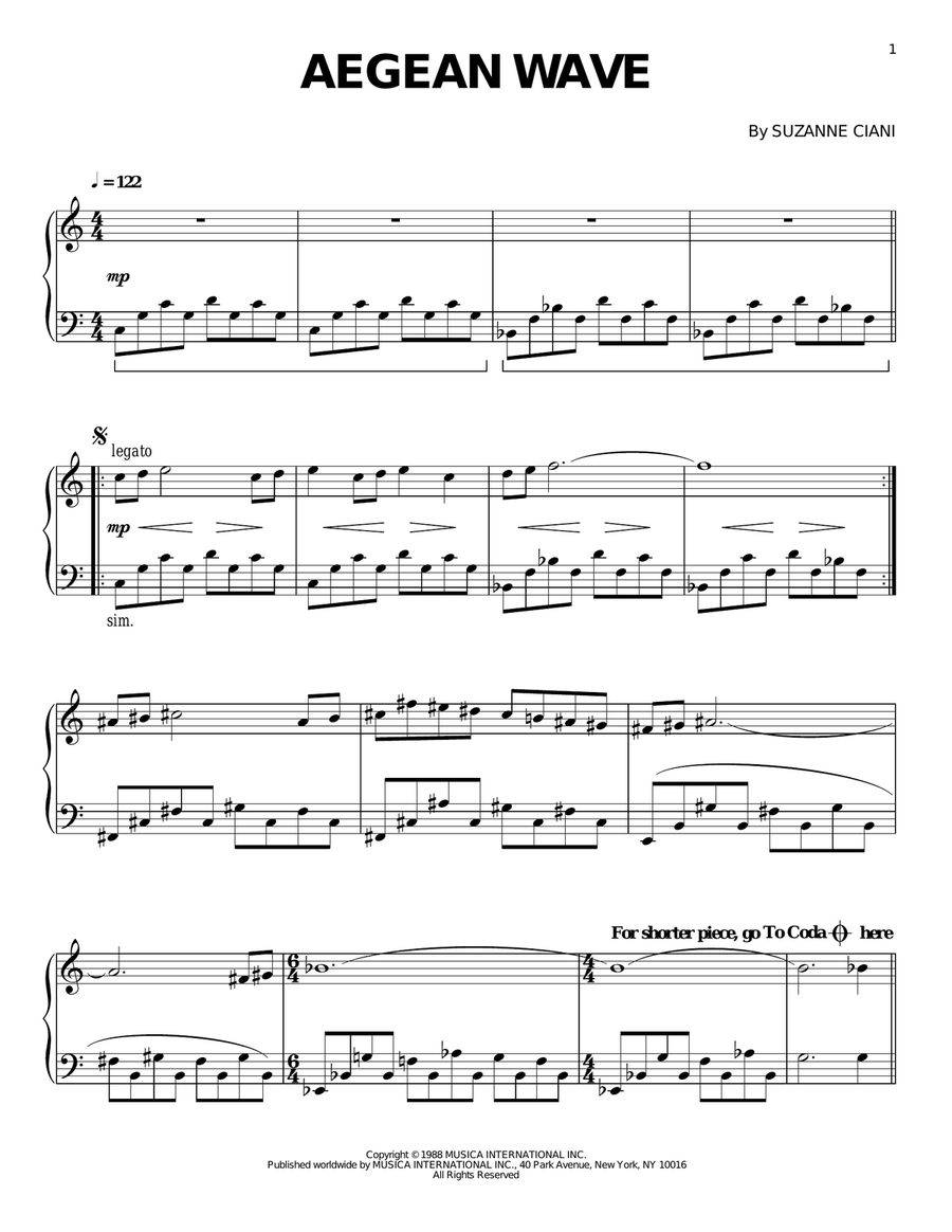Aegean Wave Piano Solo scores gallery preview page 1