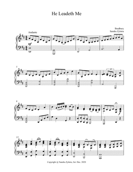 He Leadeth Me (late intermediate piano solo) image number null