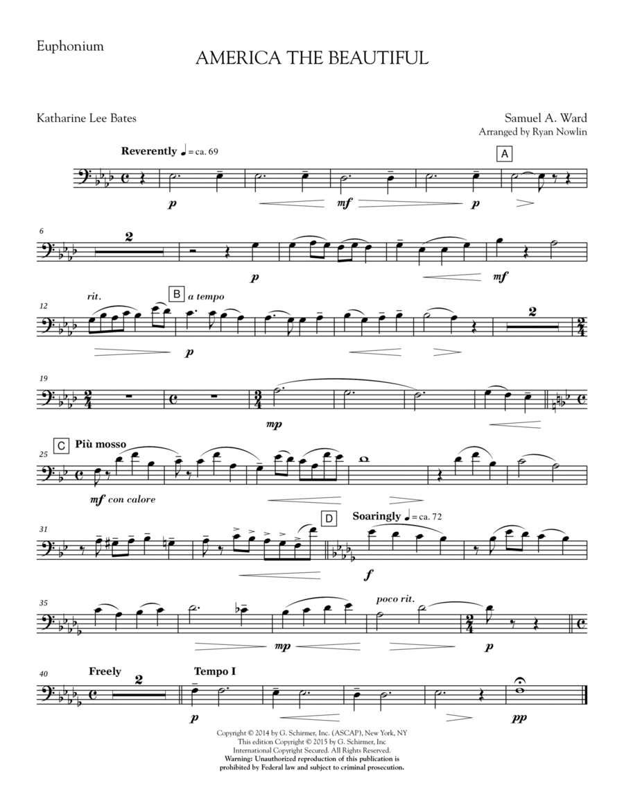 America, the Beautiful - Euphonium Choir scores gallery preview page 1