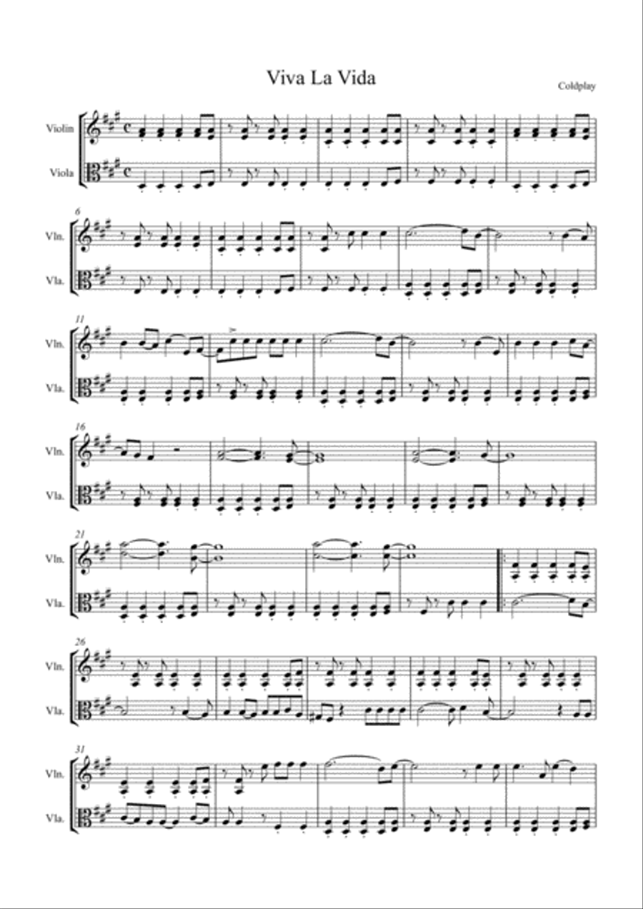 Viva La Vida Set of Parts scores gallery preview page 1