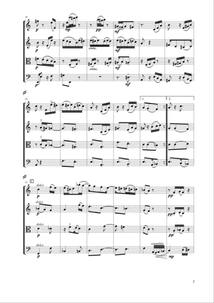 Für Elise Meets Tango Waltz String Quartet scores gallery preview page 3