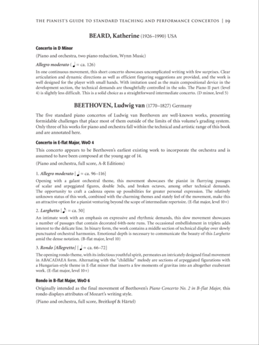 The Pianist's Guide to Standard Teaching and Performance Concertos Piano Solo scores gallery preview page 12