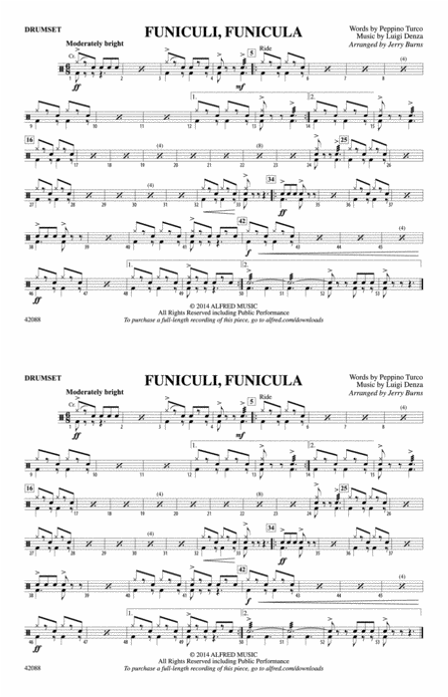 Funiculi, Funicula: Drums Marching Band scores gallery preview page 1