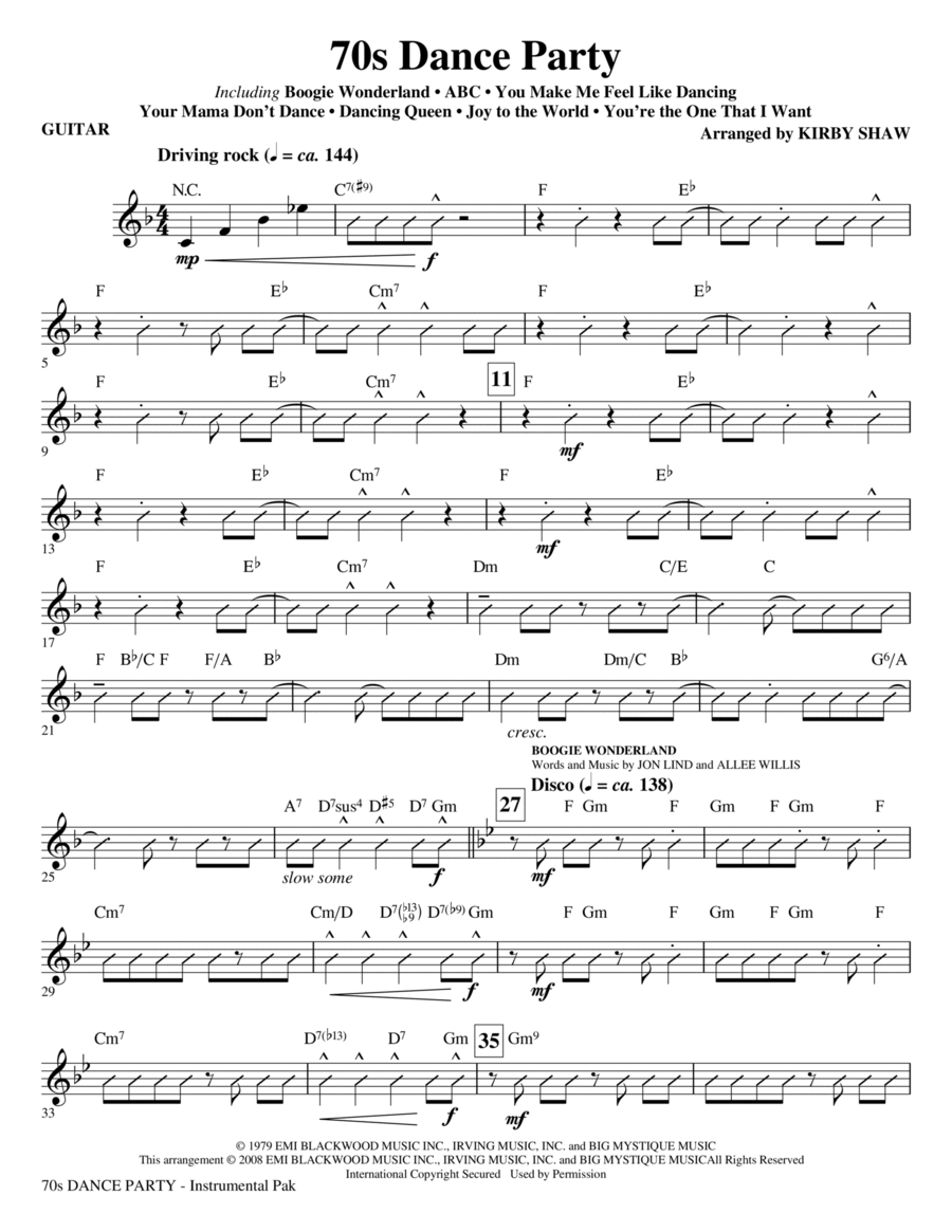 70s Dance Party (Medley) - Guitar Choir scores gallery preview page 1