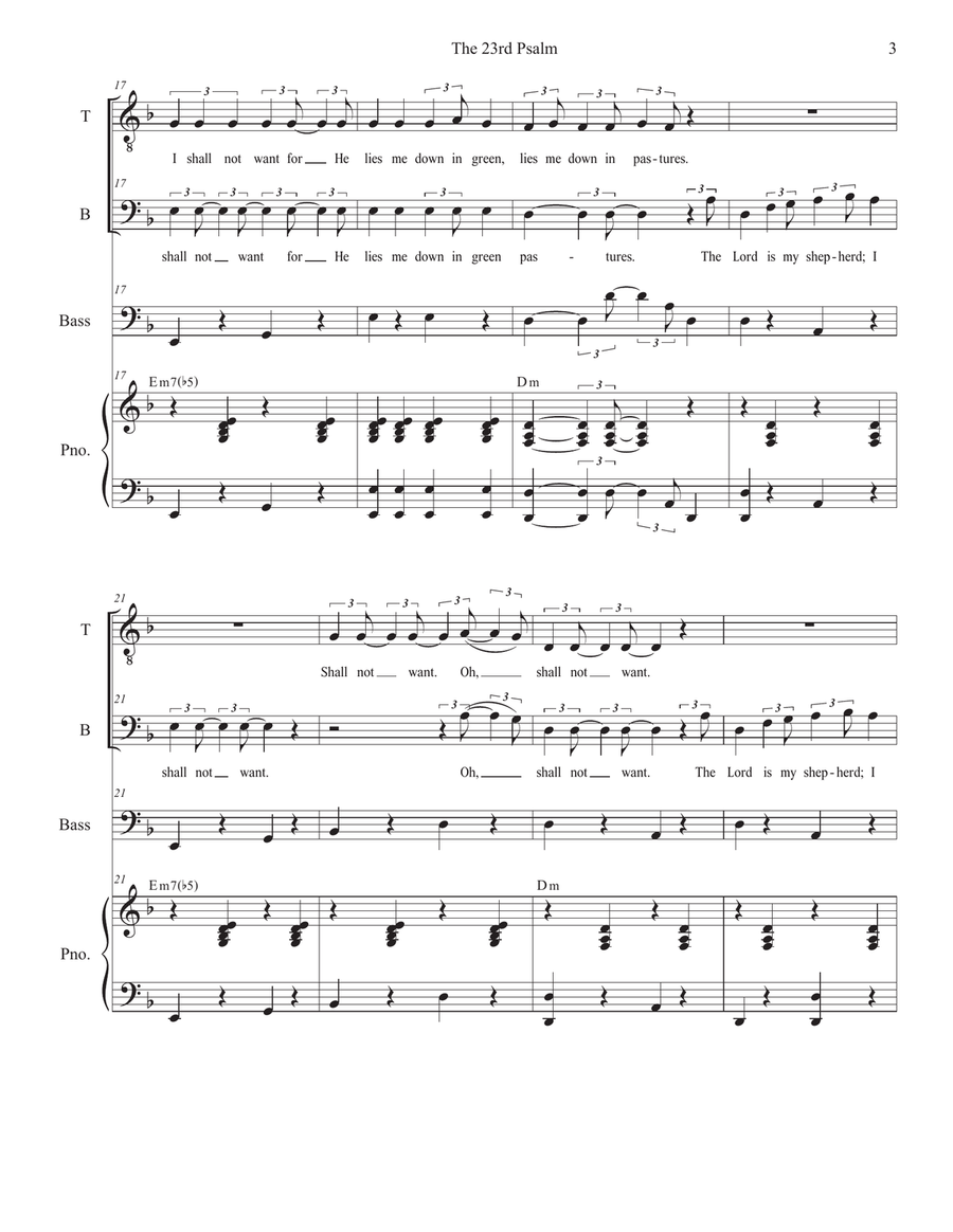 The 23rd Psalm (Duet for Tenor and Bass solo) Tenor Voice scores gallery preview page 3