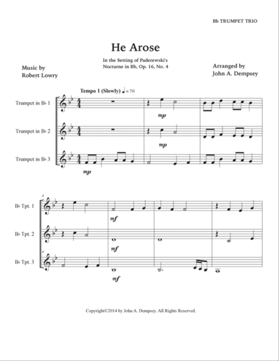 He Arose (Trumpet Trio) Trumpet Trio scores gallery preview page 5