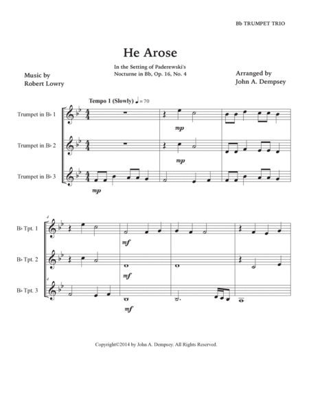 He Arose (Trumpet Trio) image number null