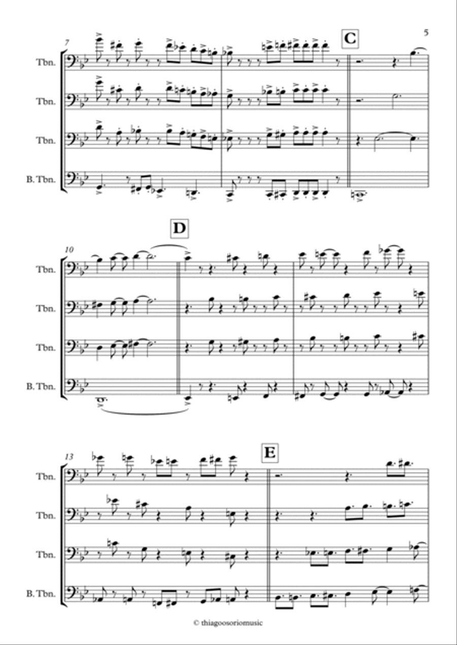 3 Pieces for Trombone Quartet - Oyó, Mameluco and Cafuzo Trombone Quartet scores gallery preview page 6
