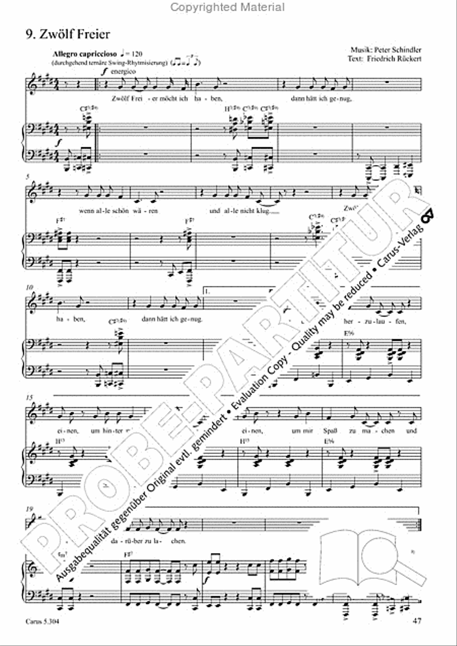 Schindler: Rosenzeit. Ein Liederzyklus uber die Liebe. Chansons fur Singstimme und Klavier Piano scores gallery preview page 48