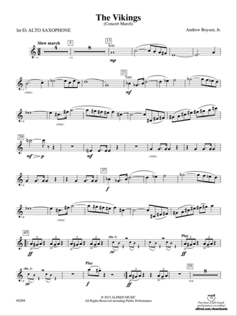 The Vikings: E-flat Alto Saxophone Concert Band scores gallery preview page 1