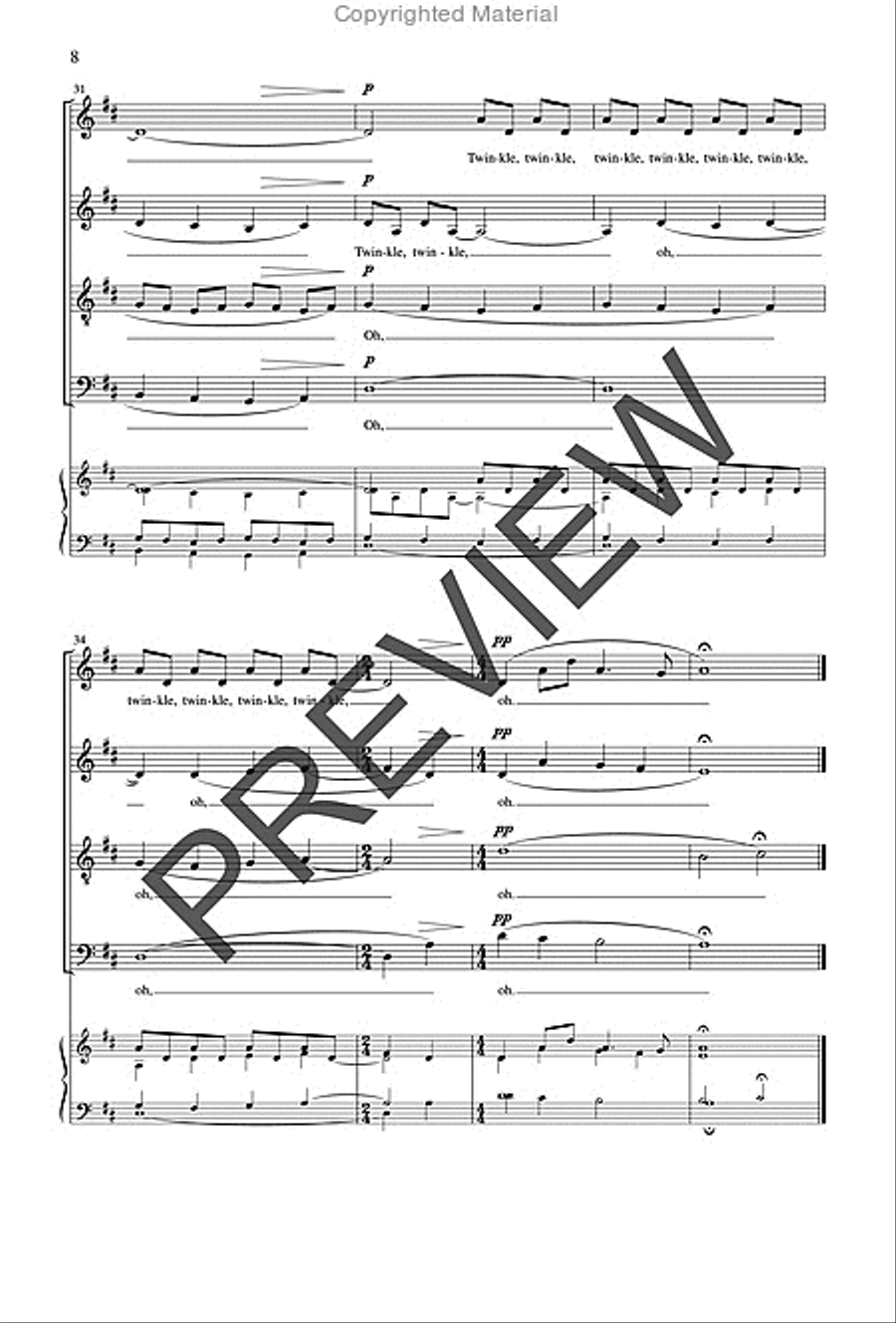 Twinkle, Twinkle, Little Star - SATB edition image number null