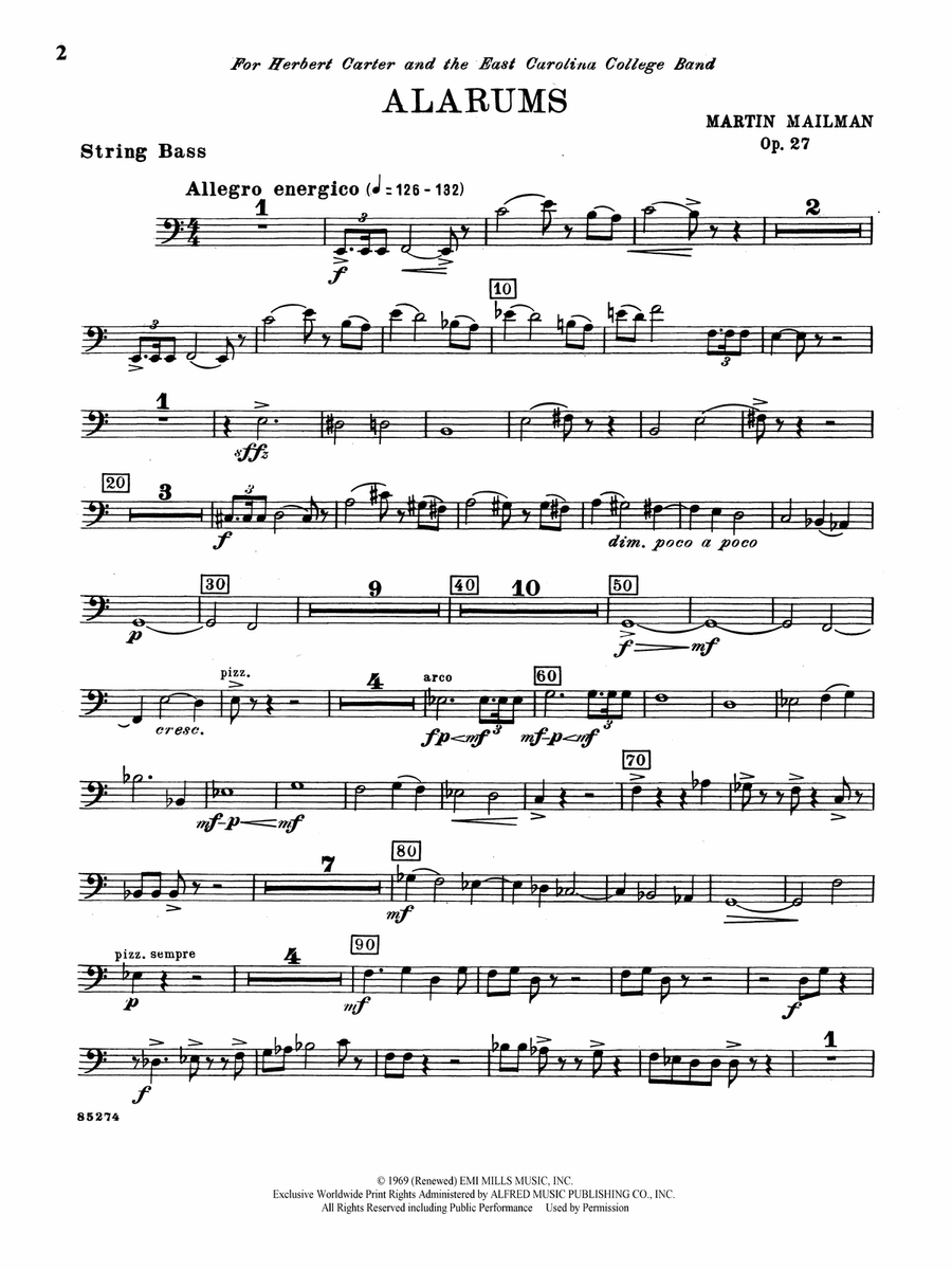 Alarums, Op. 27: String Bass