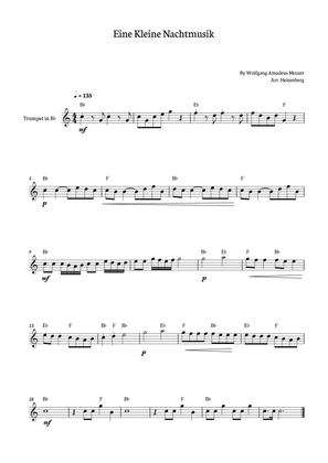 Mozart - Eine Kleine Nachtmusik for Trumpet solo with chords.