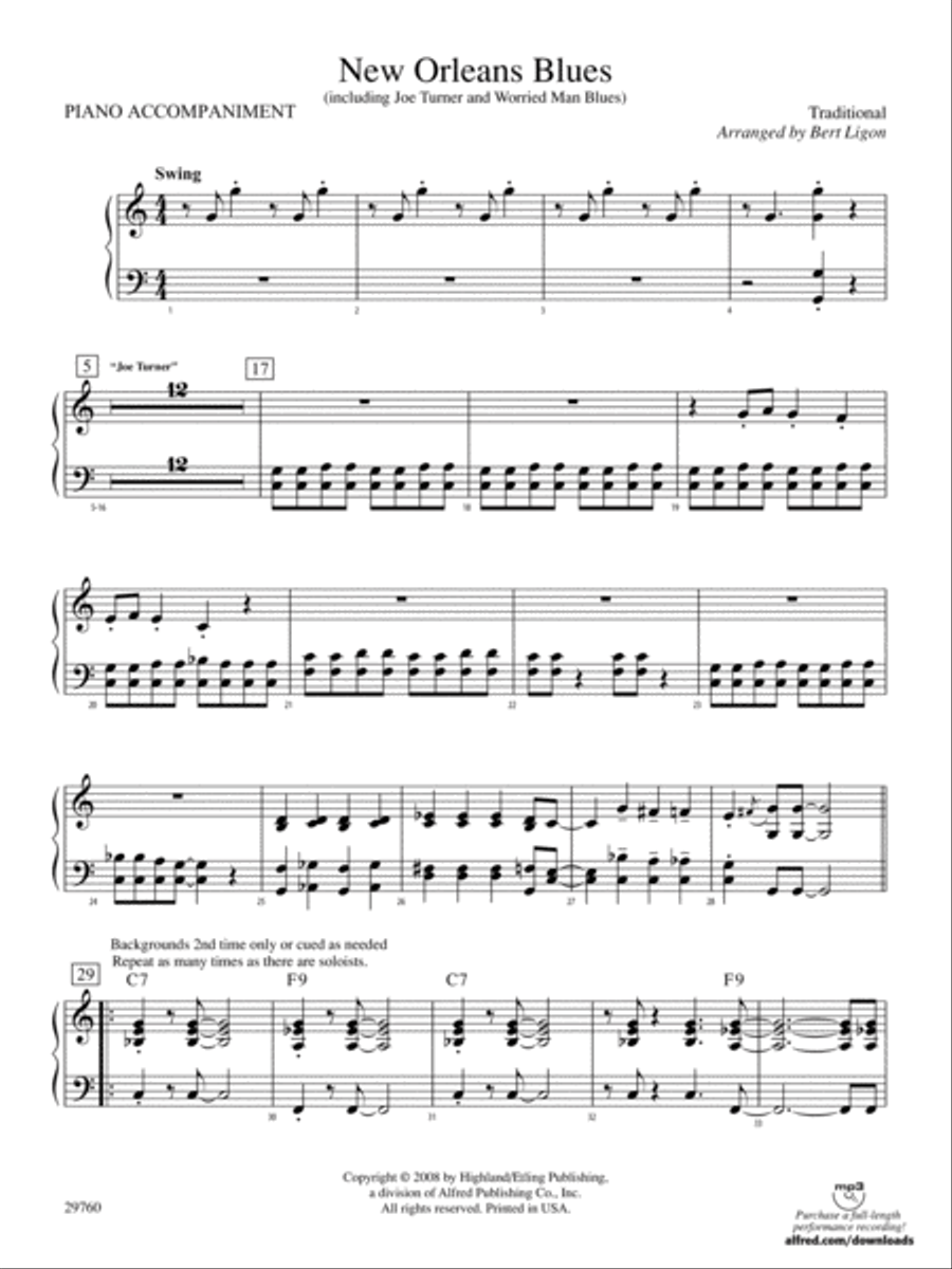New Orleans Blues: Piano Accompaniment Orchestra scores gallery preview page 1