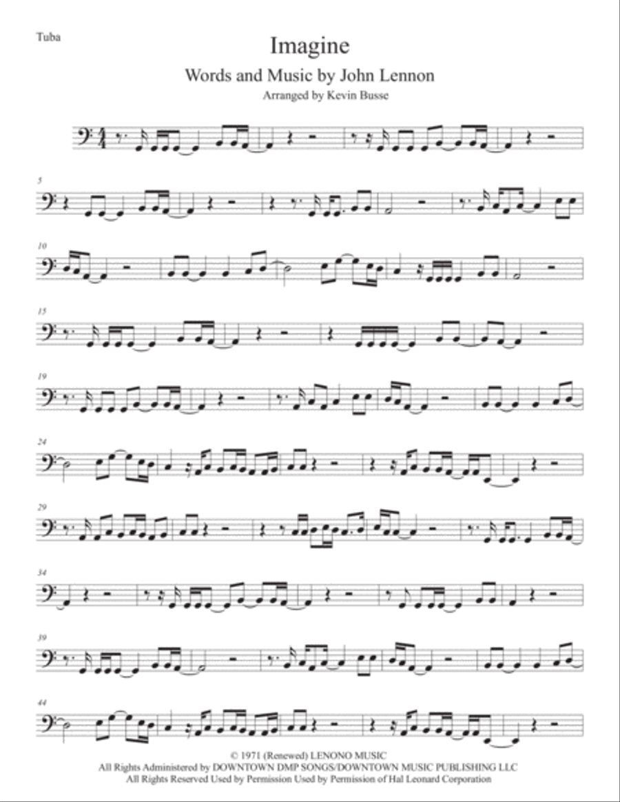 Imagine Imagine Tuba scores gallery preview page 1