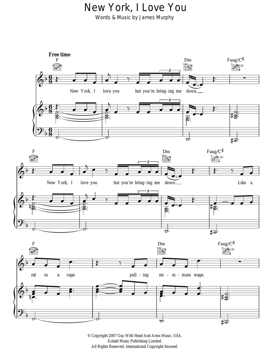New York, I Love You But You're Bringing Me Down Acoustic Guitar scores gallery preview page 1