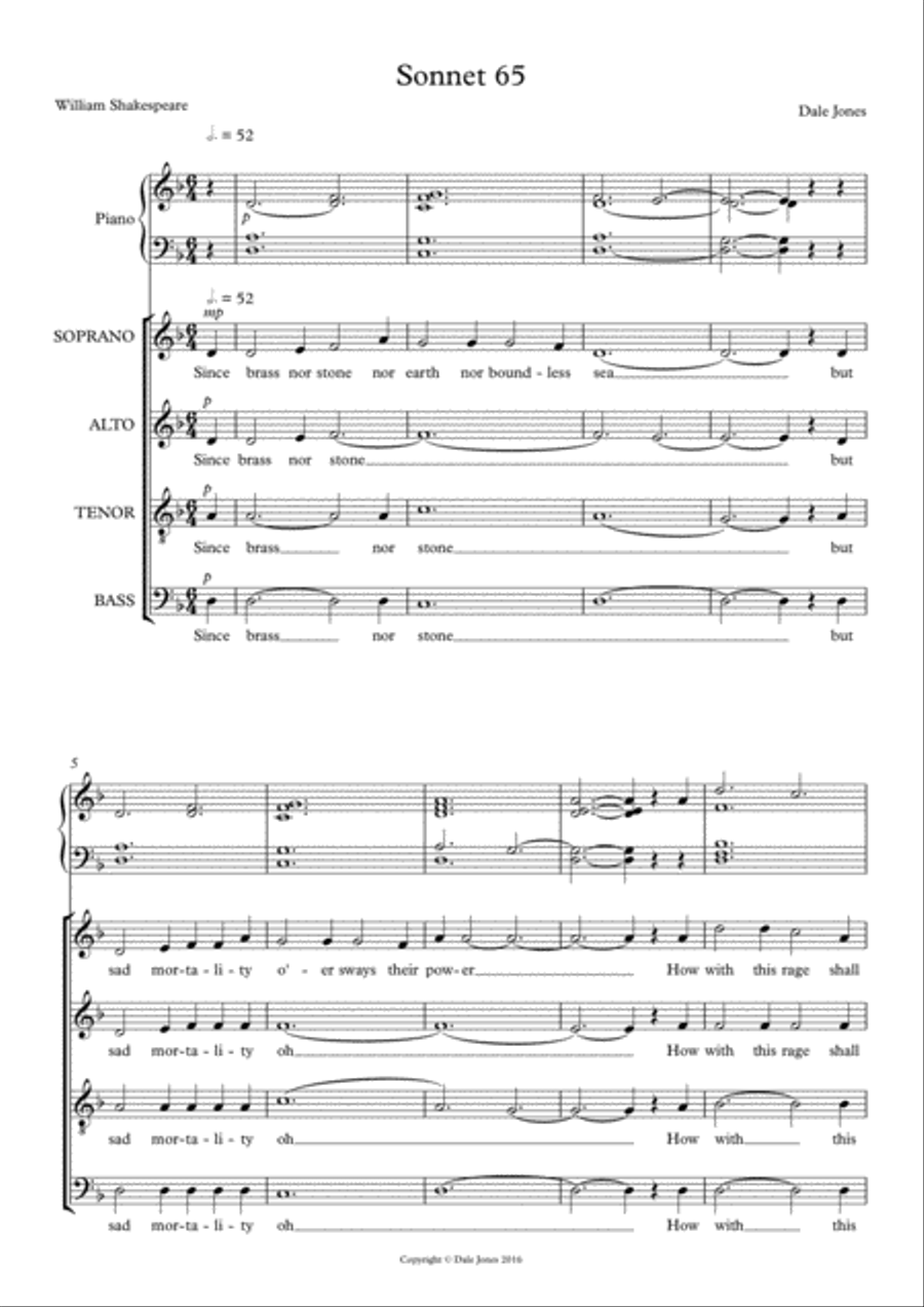 Sonnet 65 Sonnet 65 4-Part scores gallery preview page 1