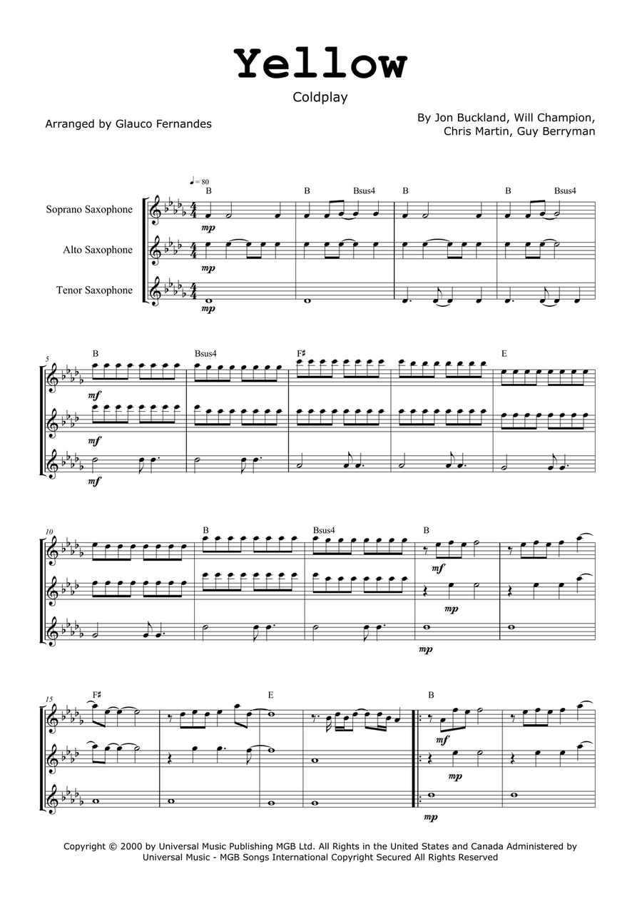 Yellow Woodwind Trio scores gallery preview page 1
