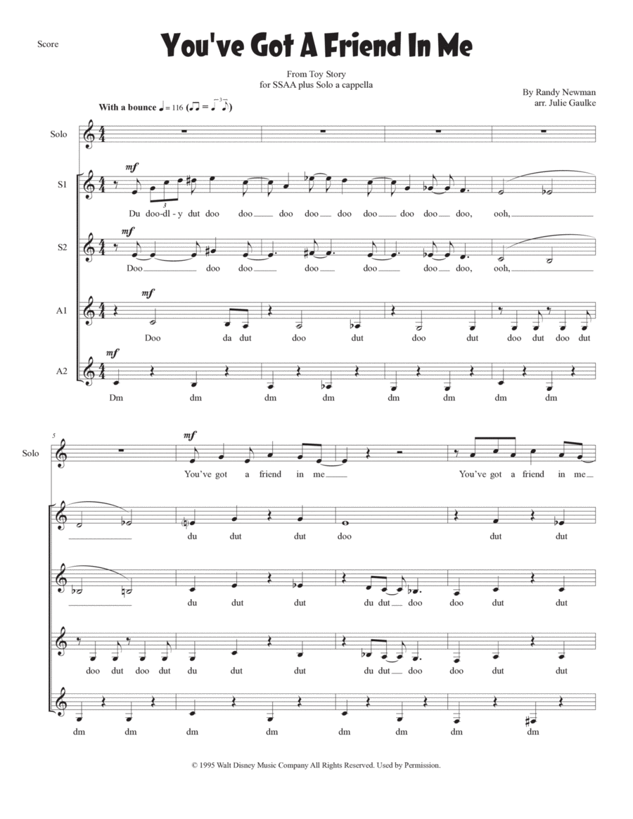 You've Got A Friend In Me SSAA scores gallery preview page 1