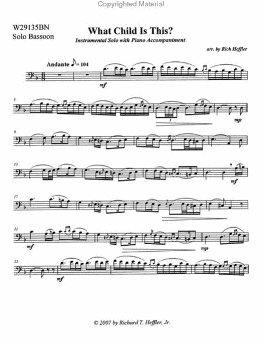 What Child Is This? Bassoon Solo scores gallery preview page 2
