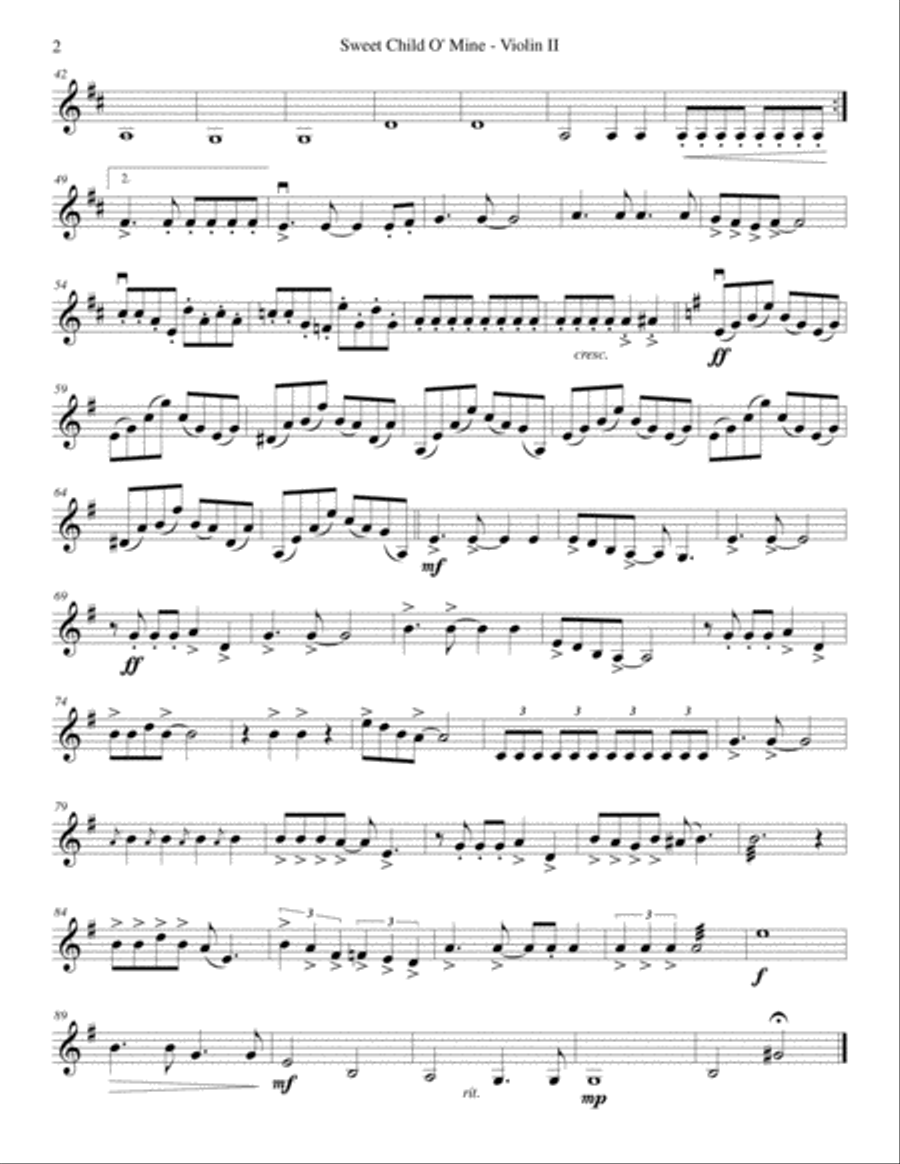 Sweet Child O' Mine String Quartet scores gallery preview page 4