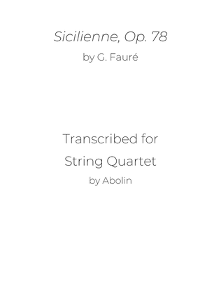Book cover for Fauré: Sicilienne, Op.78 - String Quartet