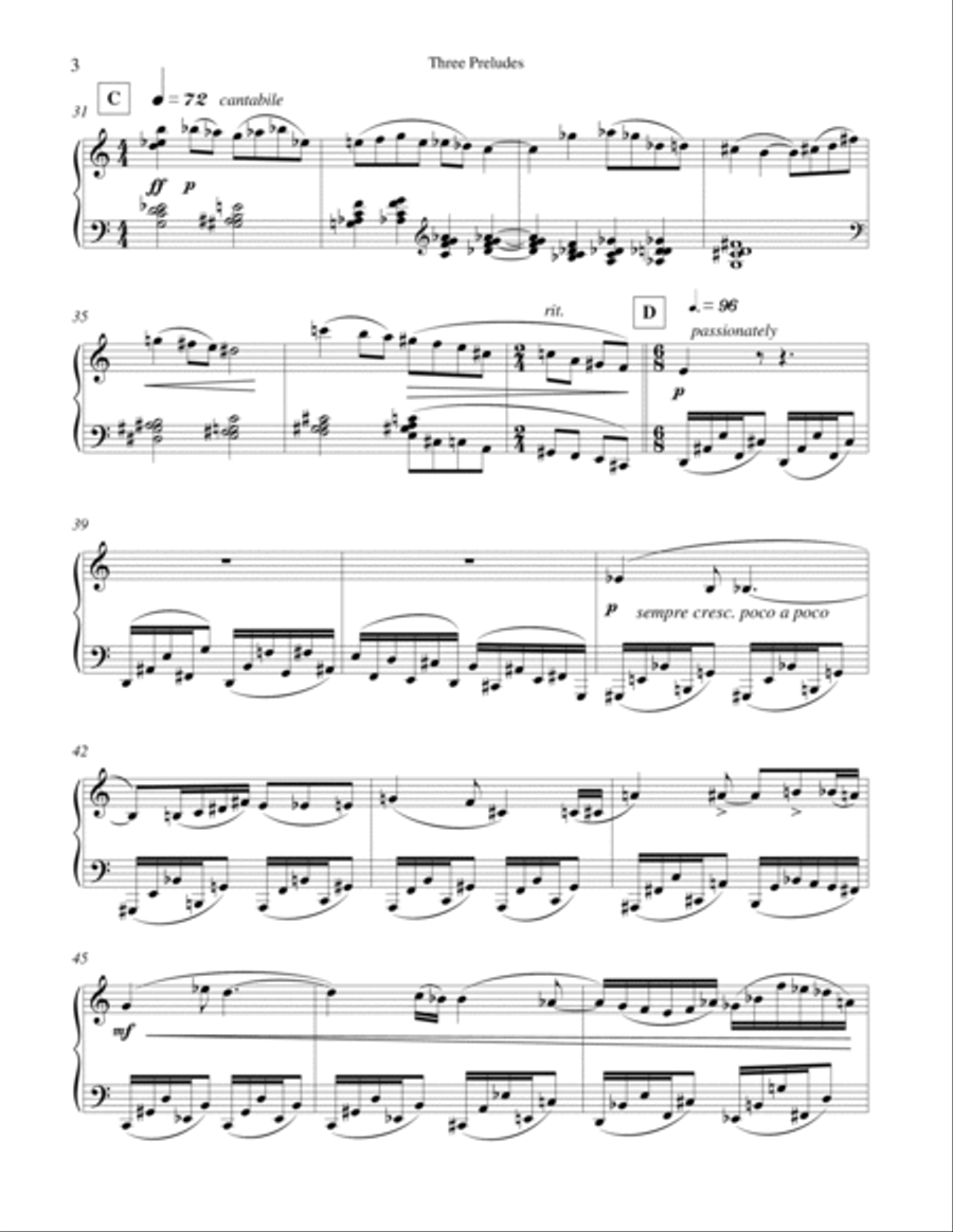 Three Preludes for piano solo Piano Solo scores gallery preview page 4