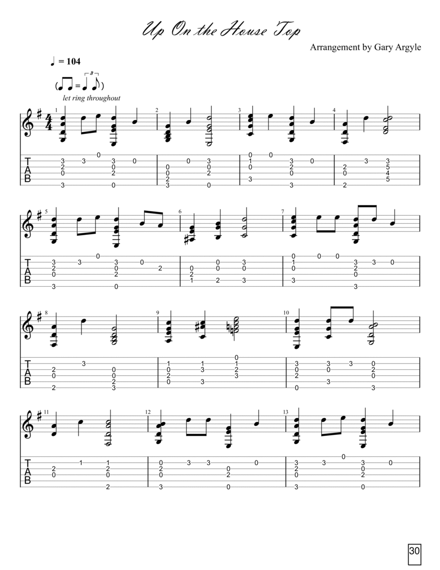 Up on the Housetop Acoustic Guitar scores gallery preview page 1
