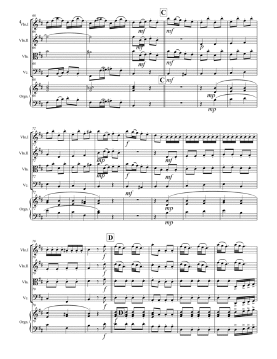 Vivaldi - Concerto in D Major RV 93 (for String Quartet and Optional Organ) String Quartet scores gallery preview page 5