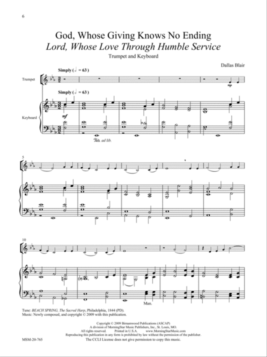 Savior, Like a Shepherd Lead Us Three Hymn Settings for Trumpet and Organ Trumpet scores gallery preview page 4