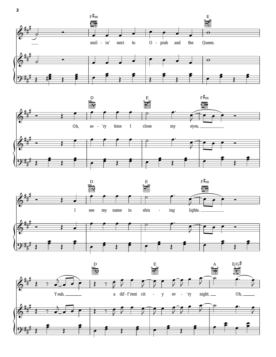 Billionaire Piano, Vocal, Guitar scores gallery preview page 2