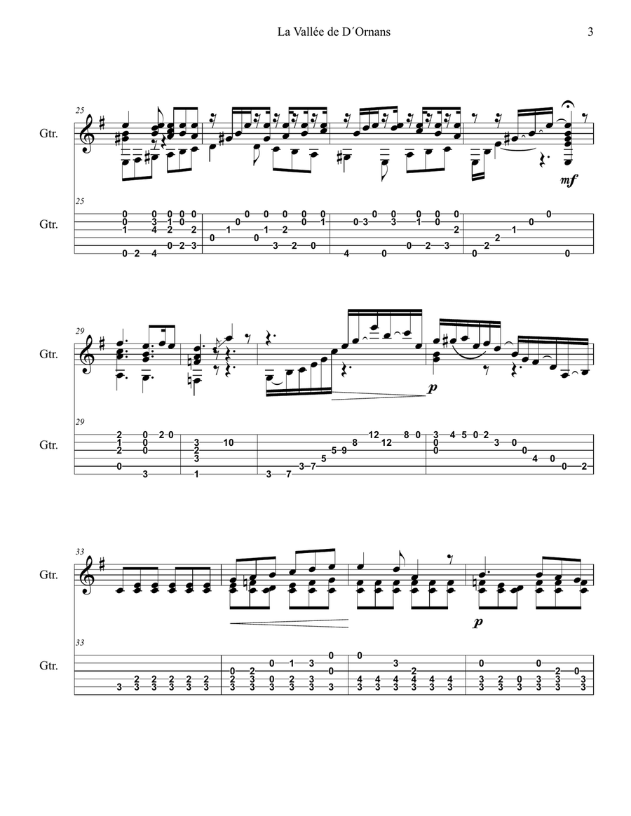La vallée d'Ornans, Op.17 (Coste, Napoléon) Acoustic Guitar scores gallery preview page 3