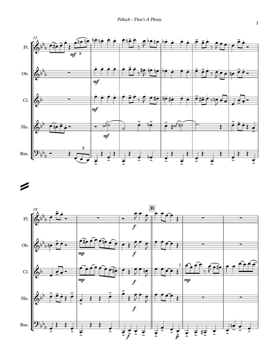 That's a Plenty for Wind Quintet Woodwind Quintet scores gallery preview page 3
