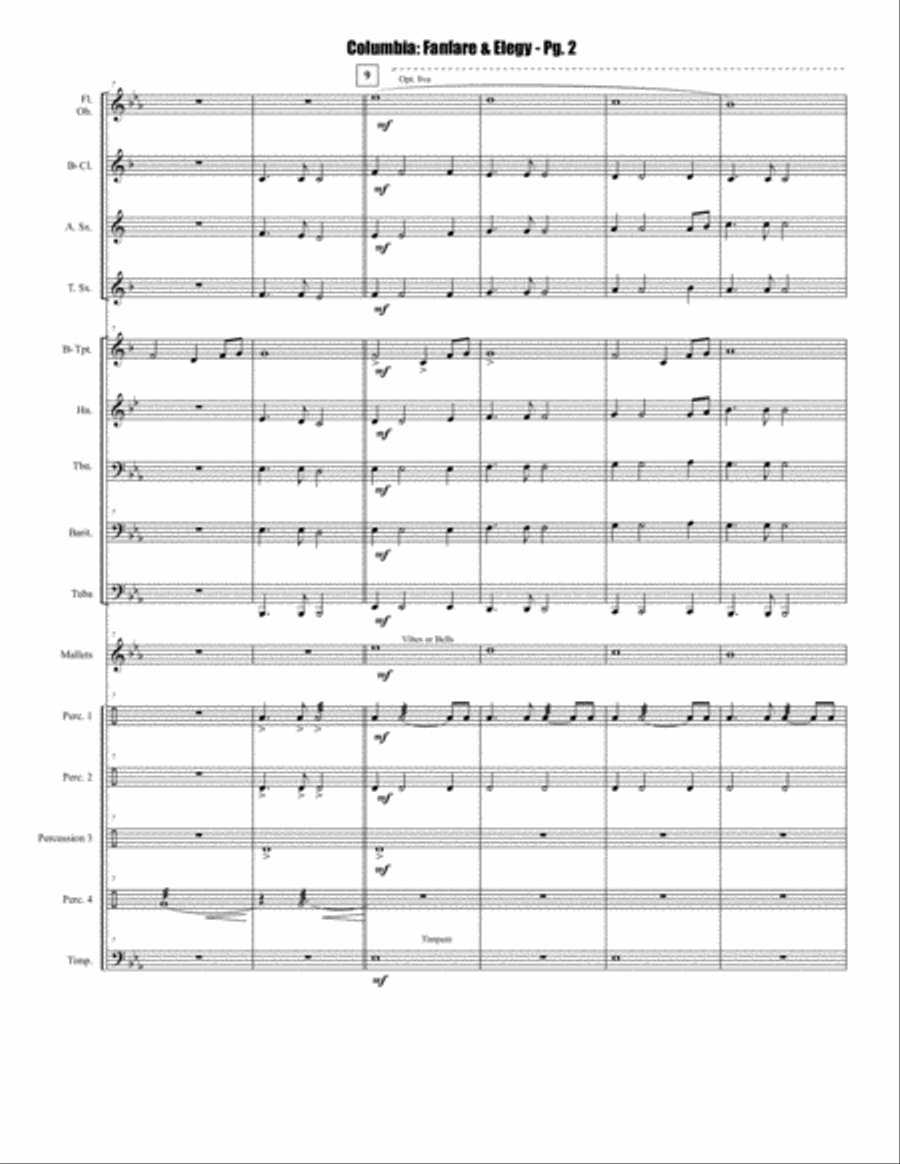 Columbia: Fanfare and Elegy Concert Band scores gallery preview page 3