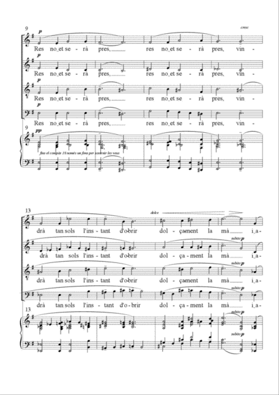 Res no et serà pres for SATB Ensemble or Choir and Piano 4-Part scores gallery preview page 3