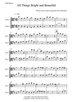 All Things Bright and Beautiful for Viola Duet