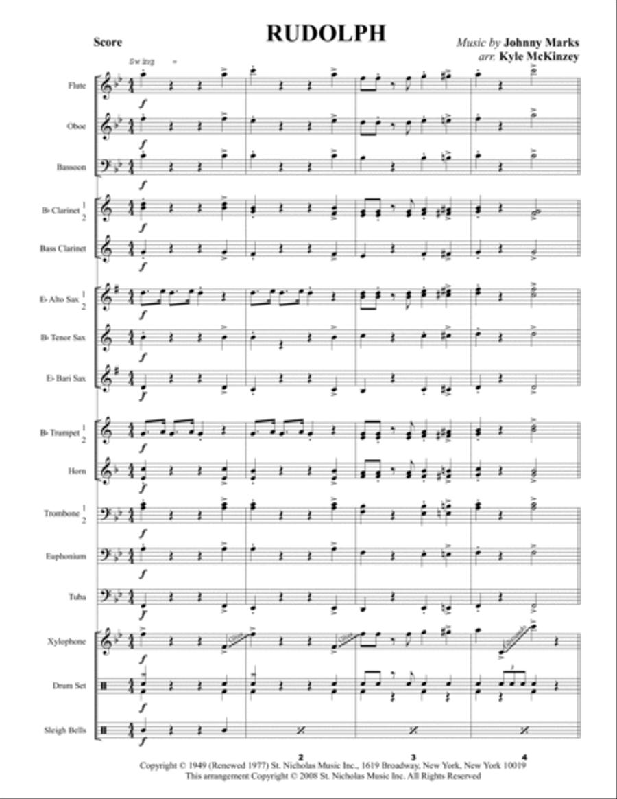 Rudolph The Red-nosed Reindeer Concert Band scores gallery preview page 4
