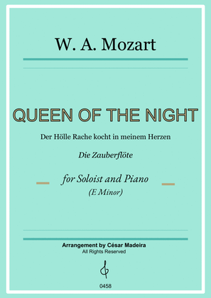 Book cover for Queen of the Night Aria - Voice and Piano - E Minor (Full Score and Parts)