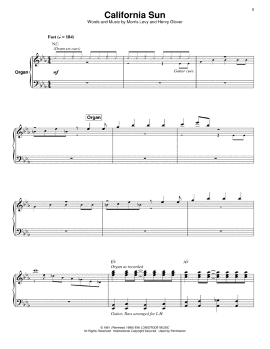 California Sun Piano scores gallery preview page 1