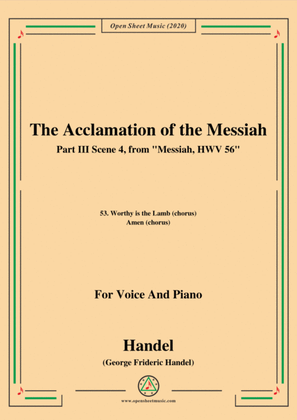 Book cover for Handel-Messiah,HWV 56,Part III,Scene 4,for Voice and Piano